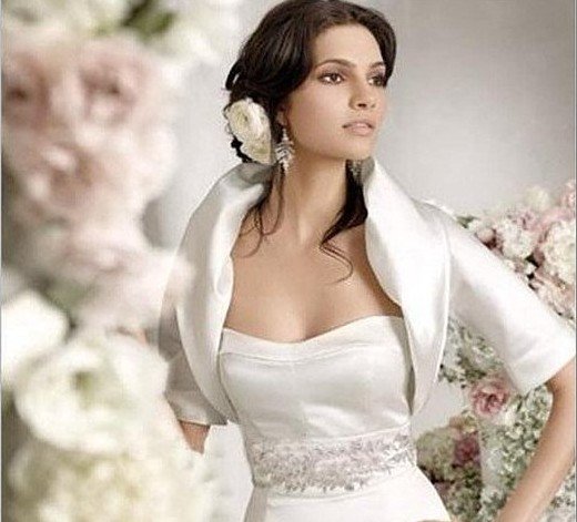 100% Gurantee sexy Satin 3/4 long sleeve wedding jacket/women jacket/bridalgown formal dress jacket