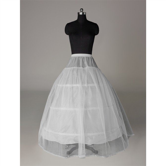 100% Gurantee Wholesale & Retail Instock Wedding Crinoline Adjustable Bridal Underskirt  A-line 3 Hoops Underwear Petticoat P15