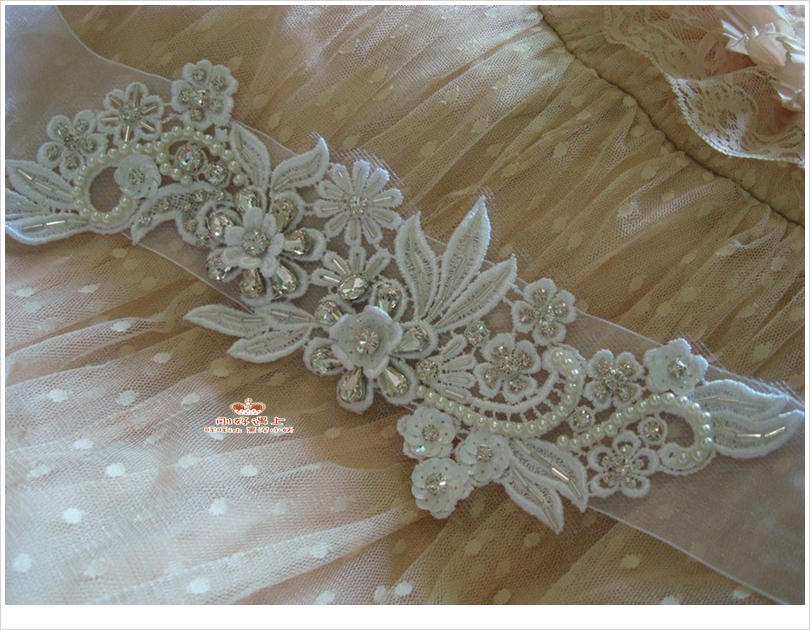 100% Handmade Bridal hairwear sash belt with pearl crystal flower  lace pearl diamond embroidery hair band belt customize