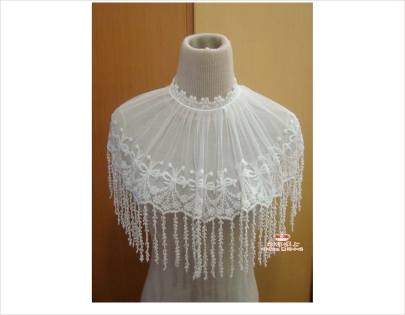100% Handmade Flower white tassel bridal tippet embroidery lace small cape small cloak customize wedding jewerly