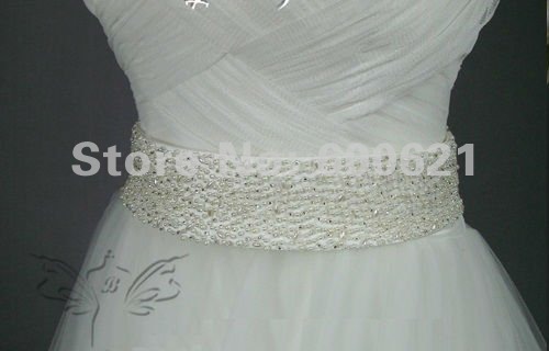 100% Handmade  Full Belt White Pearl Satin Bridal Sash Belt  Bridal Wedding Satin Ribbon Sash Belt for Wedding Dress Prom Ball