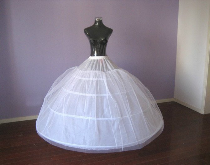 100% High Quality Instock Wedding Crinoline  Bridal Underskirt 4 Hoop Wide Adjustable Underwear A-line 3 Layers Petticoat