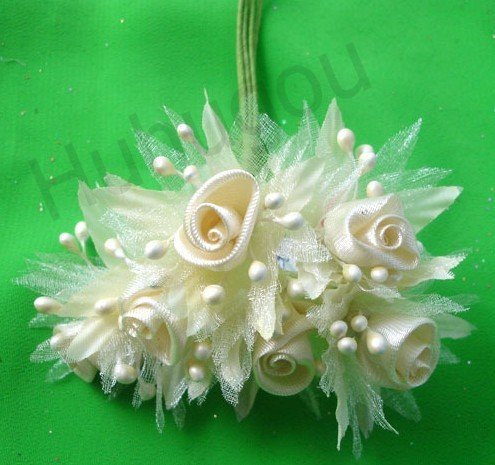 100 Ivory Satin Mini Rose Flowers-Wedding Flowers Free Shipping