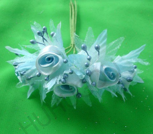 100 Light Blue Satin Mini Rose Flowers-Wedding Flowers Free Shipping