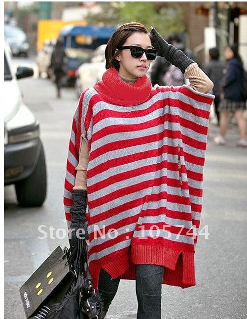100%New Arrive High Quality 2012 winter fashion stripe zebra print color block Free Shipping loose short-sleeve sweater MYYH2160