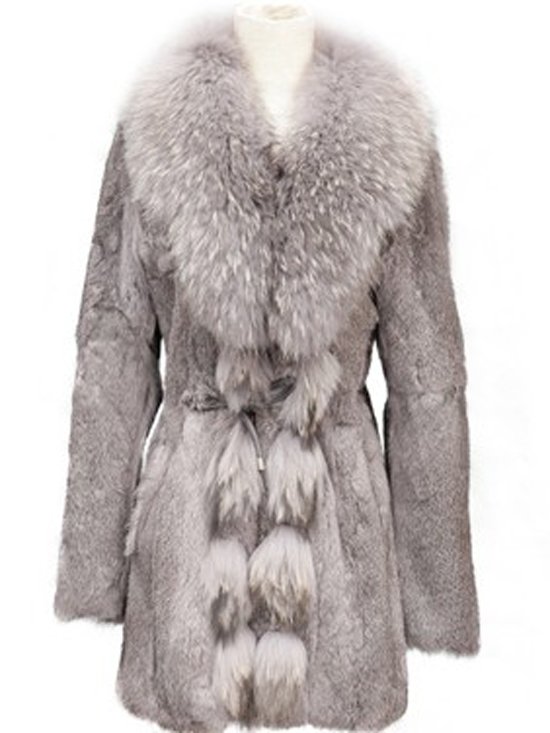 100% New Real Genuine Rabbit Fur Huge Raccoon Collar Coat Outwear Jacket Winter