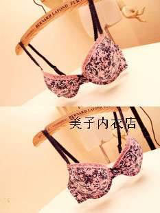 100% normic doodle cotton fashion lace flower graphic patterns thin bra set