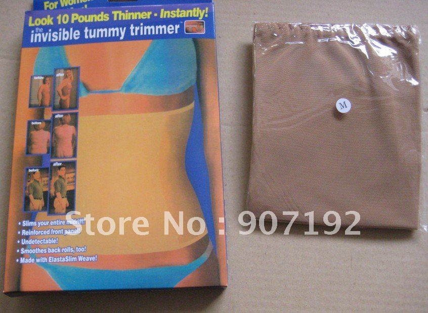 100 pcs/lot Invisible Tummy Trimmer Slimming Belt Body Trimmer,Beige / Black,by DHL(Retail packaging)