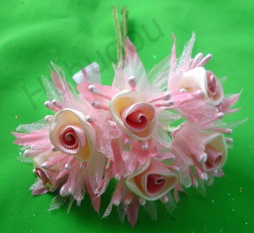 100 Pink Satin Mini Rose Flowers-Wedding Flowers Free Shipping