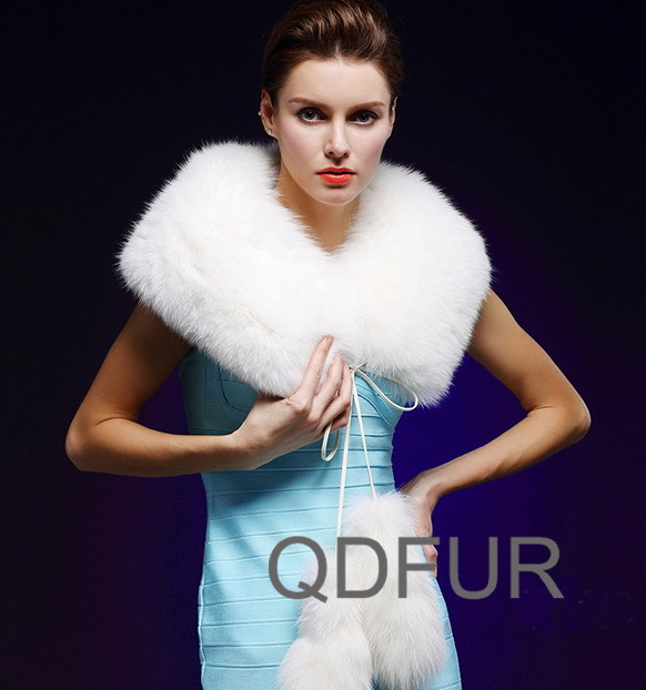 100% Real Fox Fur Shawl With String and Fur Balls Party Women's Accessories/Retail/wholesale/Free Shipping  QD23911  A   G
