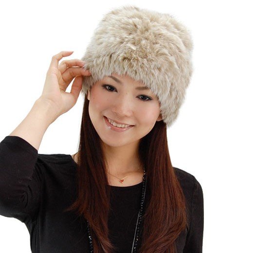 100% Real  Genuine Knitted Rabbit Fur Hat Natural Colour Handmade Warm hats Retail/wholesale