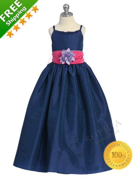 100% Satisfaction Guaranteed Blue Taffeta Ball Gown Princess Flower Girl Dresses New Fashion 2012