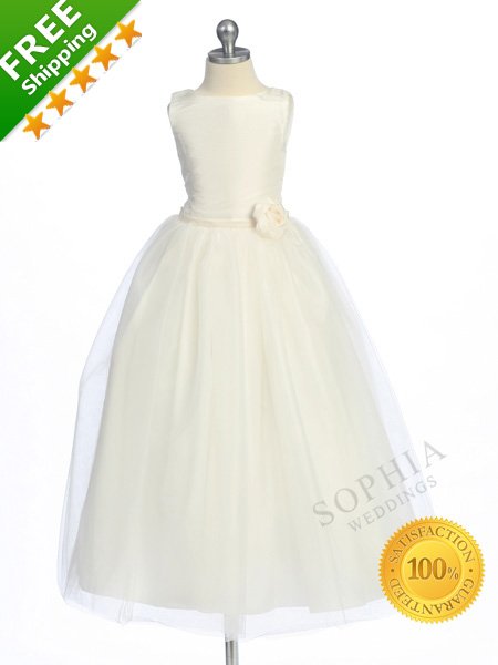 100% Satisfaction Guaranteed Free Shipping Boutique Ivory Ball Gown Tulle Flower Girl Party Dresses