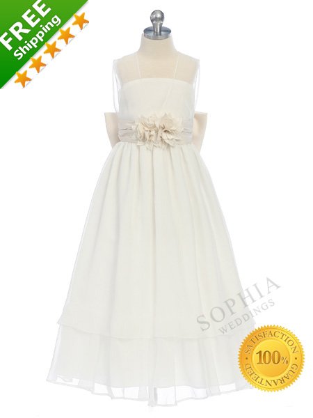 100% Satisfaction Guaranteed Long White Flower Girl Dress Tulle for Weddings for Less