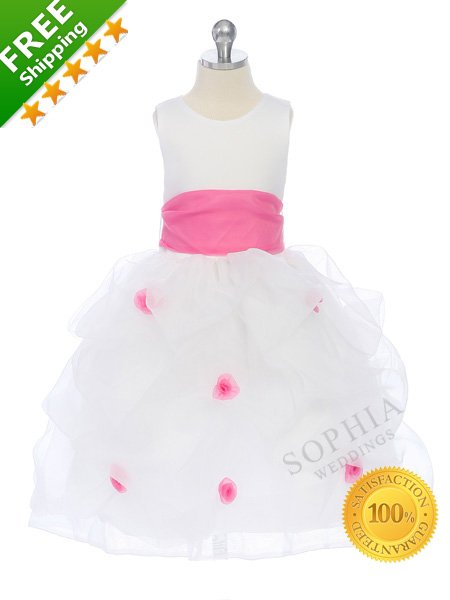 100% Satisfaction Guaranteed Super Cute Pink Little Flowers Ball Gown Flower Girl Dresses with Sash