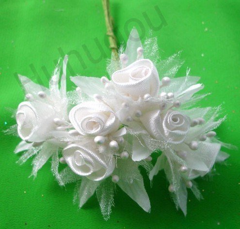 100 White Satin Mini Rose Flowers-Wedding Flowers Free Shipping