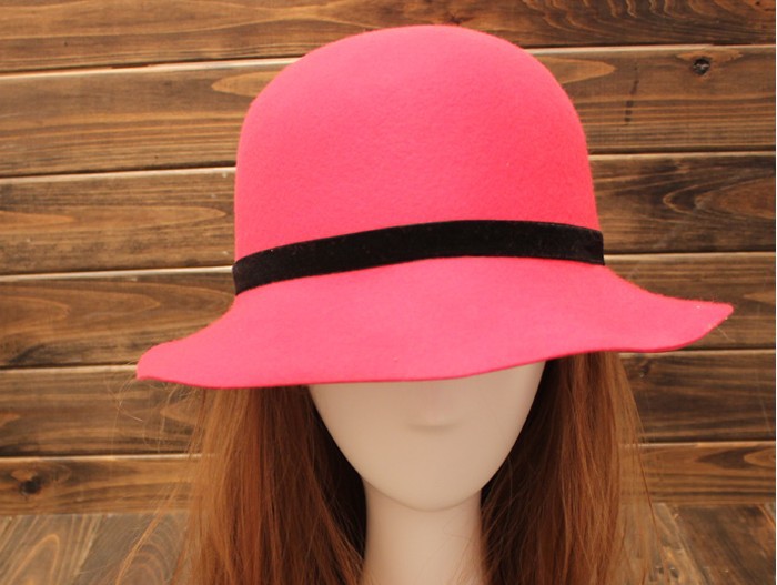 100% woolen Fashion women's woolen Hats with bow ladies' cap