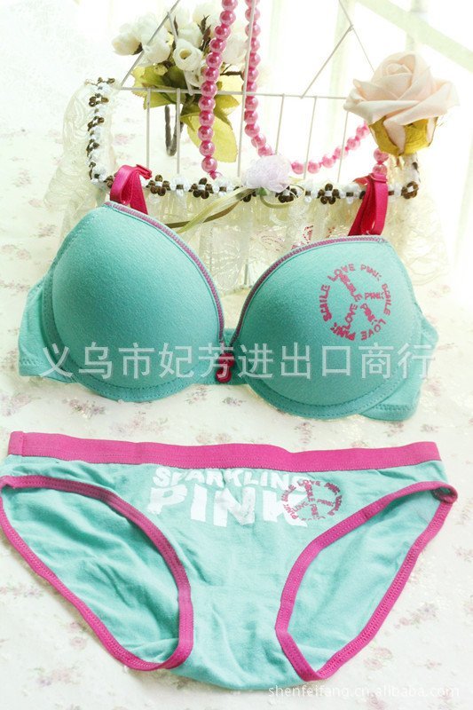 1005 Korean PINK original single cotton lovely letters sports a leisure bra sets bras wholesale 1005