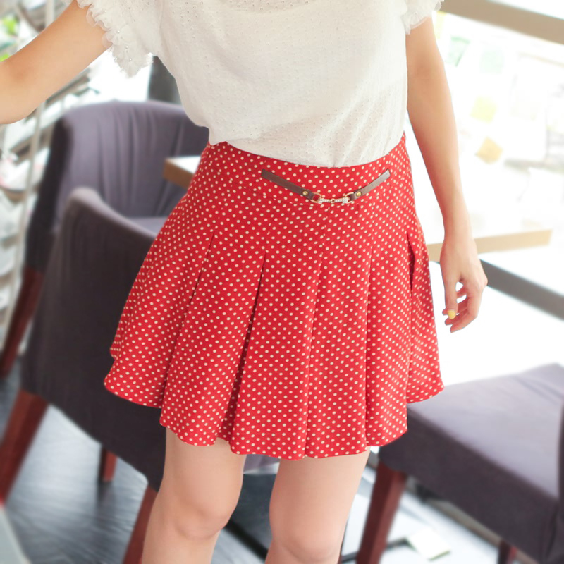 100f1 leather hasp vintage pleated bust skirt nq1029