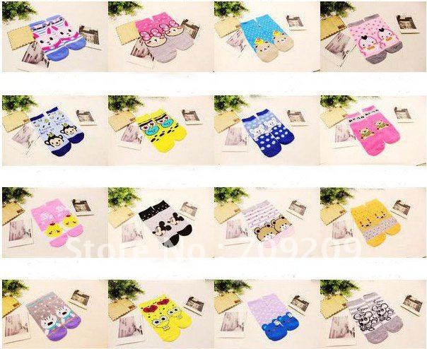 100pair/lot Ms. Korea cute socks cotton socks socks short paragraph cartoon socks 8100 free shipping colour Sent at random