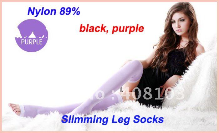 100pairs Women Socks Slimming fitness Leg Socks Slim Shaper Beauty Leg Socks, black and purple(OPP bag)