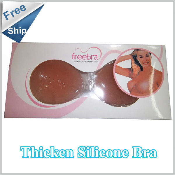 100pcs/lot 100% NEW Thicken Nude Strapless Self Adhesive Silicone A B C D Cup New Un Bra thicken freebra (Retail packaging)