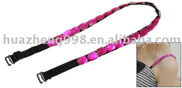 100pcs/lot   Free shipping Black Elastic Red Violet Stones Bra Stra