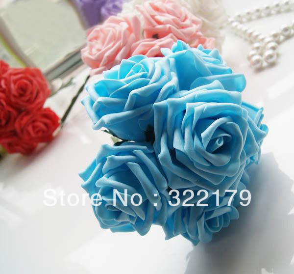 100X  Bulk Blue Artificial Flowers Fake Roses For Wedding Artificial Flower Arrangements Centerpiece Floral Crafts Wholesale Lot