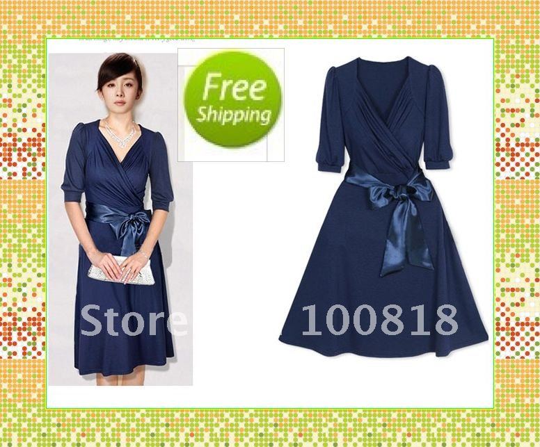 #1010 2012 dress  New Arrival Korean Vneck Milk Silk Women Dress