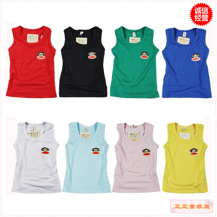 1015 child summer boys clothing girls clothing baby child cartoon monkey T-shirt sleeveless vest