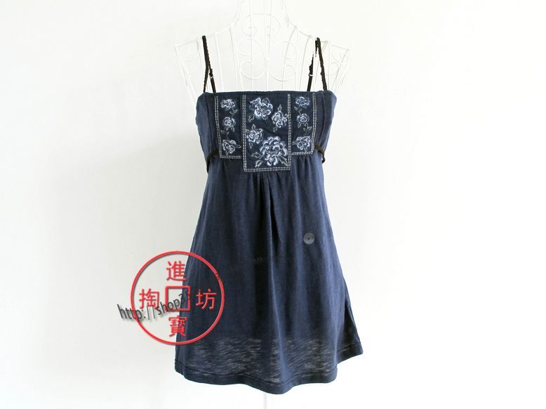 104a02 leather shoulder strap elegant embroidered A - shaped type waistline vest spaghetti strap