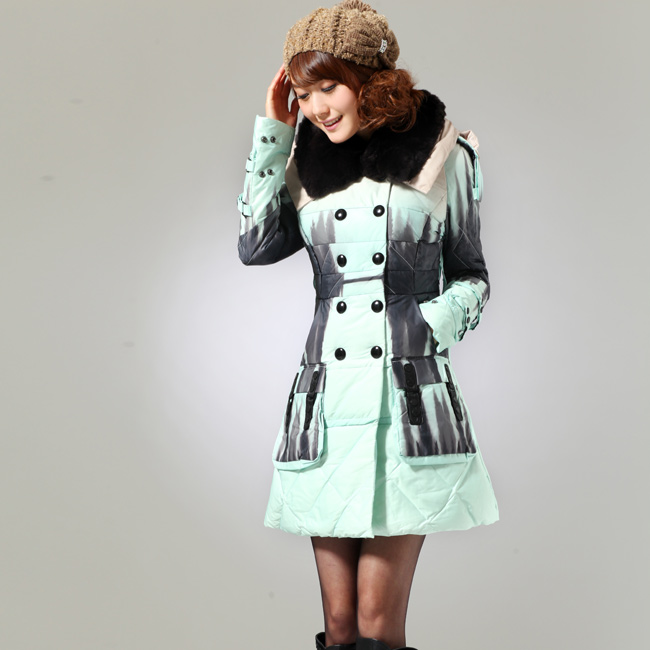 1083 a30 zy double breasted rabbit fur gentlewomen down coat 2 , Free Shipping