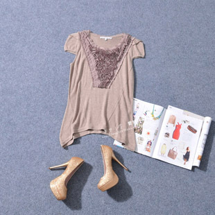 10852 elegant fashion exquisite disc flowers elegant short-sleeve sweater