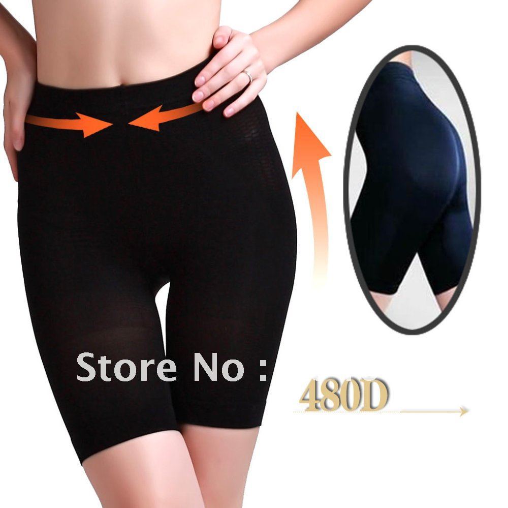 10pairs/lot, 480 Denier, 80% nylon/20% lycra, black/skin, women's compression shaping opaque tight shorts