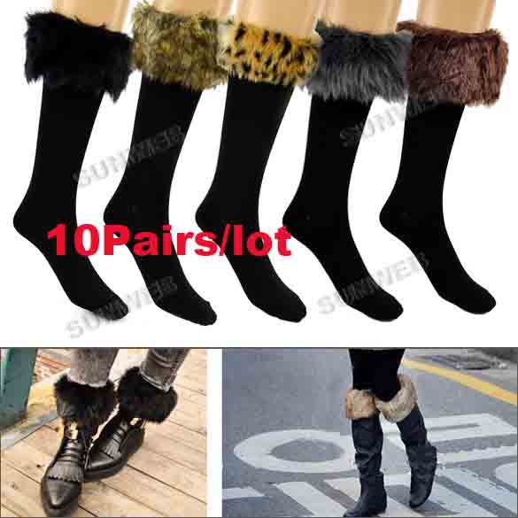10pairs/lot Classic long fur flanging snow, fall and winter socks, plush socks Stockings 9262