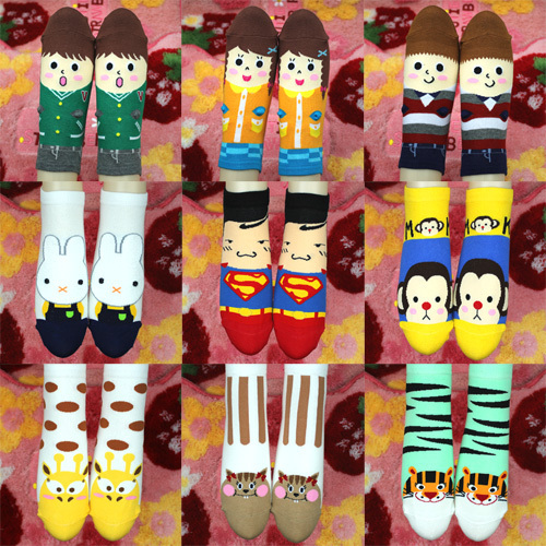 10pairs Socks cartoon figure sock slippers invisible shallow mouth women's socks