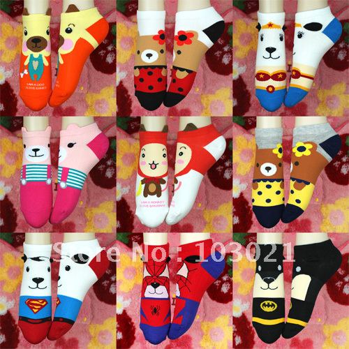 10pairs Socks cartoon sock slippers invisible shallow mouth women's 100% cotton sock slippers