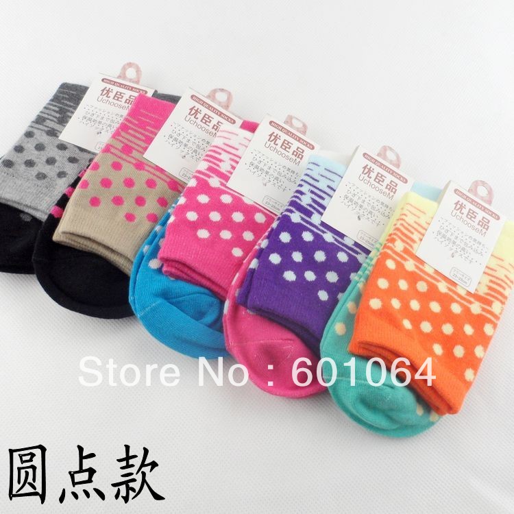 10pairs socks women cotton color block dot stripe knee-high socks color block decoration fashion socks