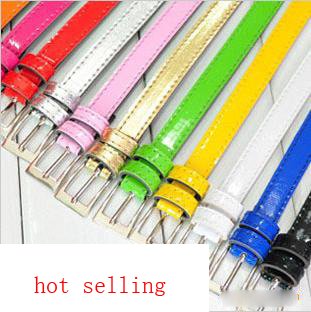10pc Fashion Belt lady's PU Leather Thin Belt/candy color waistband/lowest price/Free Shipping