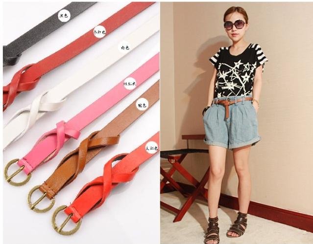 10pc Fashion Belt Woman  Bowknot PU Leather Thin Belt/ cross design/fashion waistband/Free Shipping