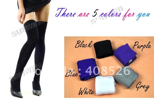 10pcairs/lot Hot sale! Women Fashion Over The Knee Socks Thigh High Sexy Cotton Stocking Thinner 5 Colors Free Shipping 3226