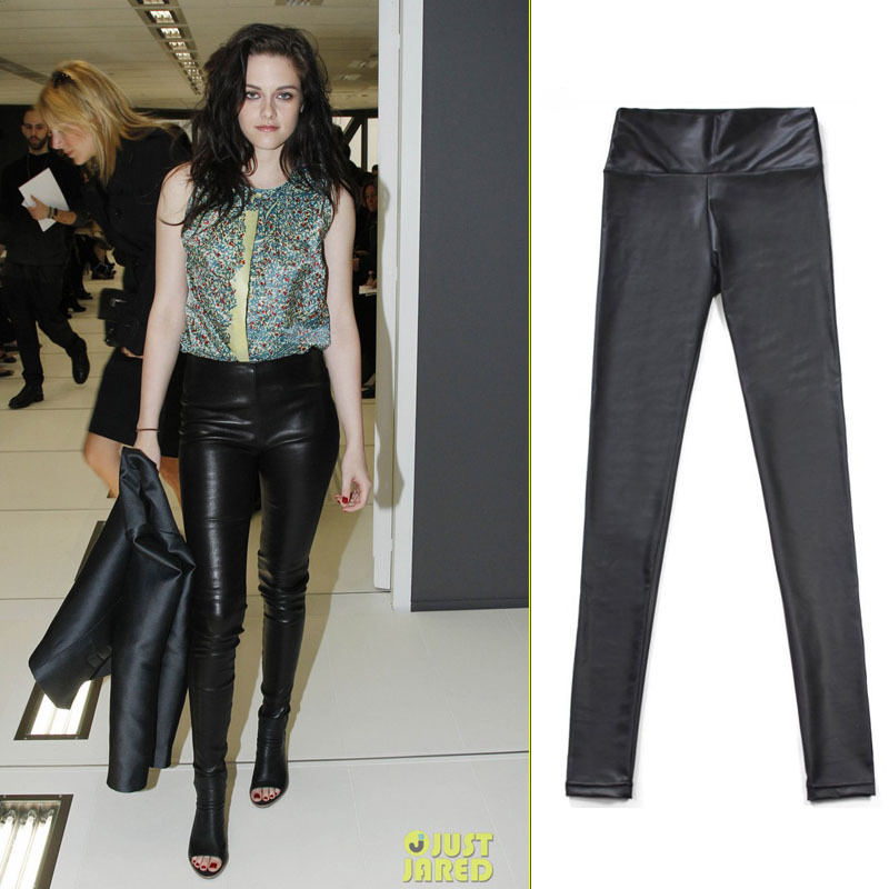 10pcs 2012 fashion normic high waist faux leather legging tight pants high-elastic female