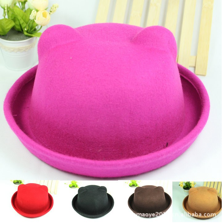 10pcs free shipping/ladies wool Winter hat cap/fashion Little Devil cap/Bow cat ear cap
