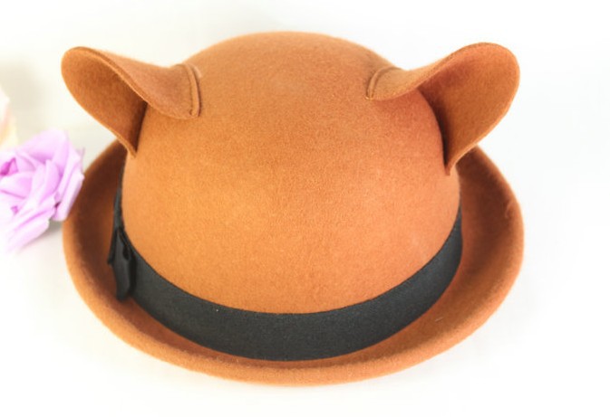 10pcs free shipping/Ms wool cap/fashion Little Devil cap/Bow cat ear cap
