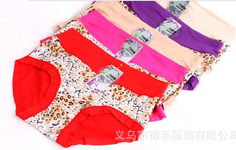 10pcs leopard style sexy underwear sexy leopard ladies women bamboo fiber seamless middle waist briefs panties