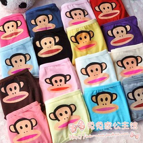 10pcs/lot Cartoon monkey 100% cotton 100% cotton panties trigonometric low-waist female