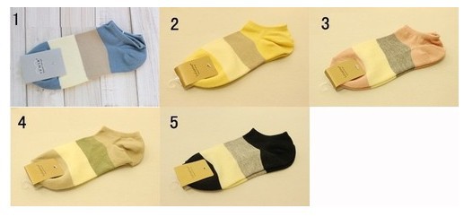 10pcs/lot , CL2041 Classic Candy Color Stripe Cotton Lady Socks Stealth Socks   , 4 colors , Free shipping