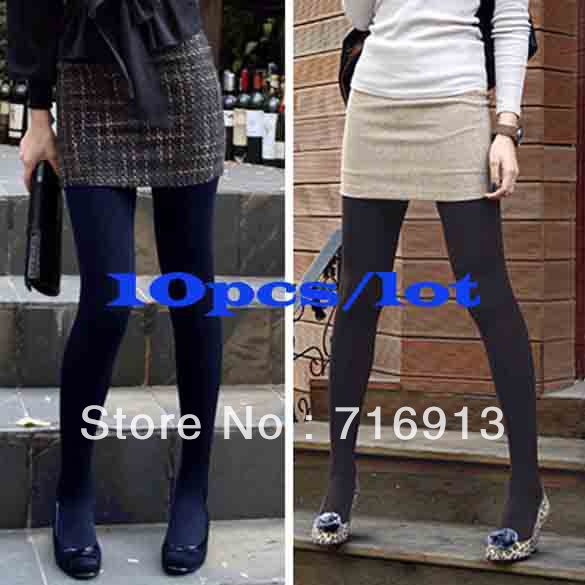 10Pcs/lot cotton Winter Fashion Slim Fleece Tights Pantyhose Warmers Women Stockings 5 Colors Free shipping 3329