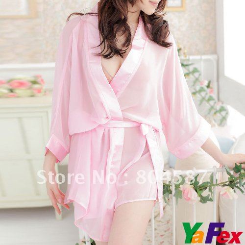 10pcs/lot,Free shipping! Chiffon + Polyester,Sexy Kimono Japanese underwear Dress Costume + G-string,Wholesale!!  SU293