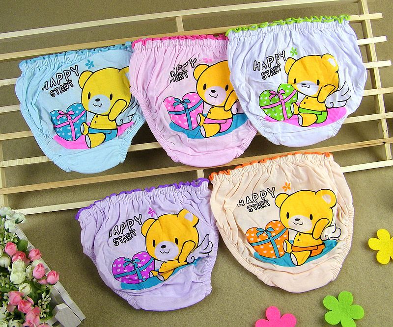 10pcs/lot free shipping Children panties children panties bear cotton print female child panties shorts 13138
